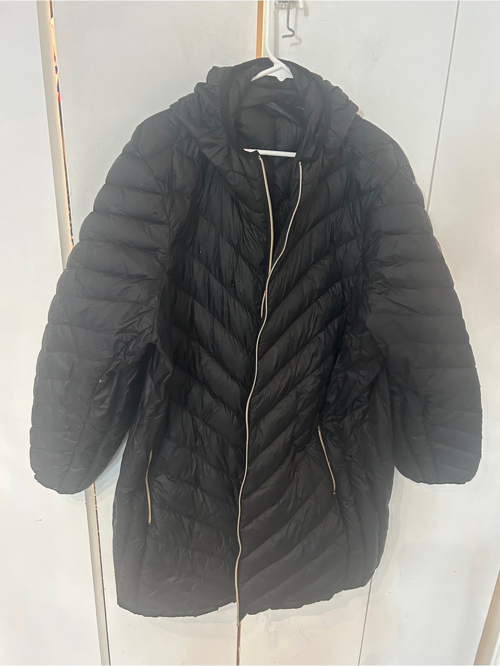 MICHAEL Michael Kors Black Long Quilted Hooded Puffer Coat